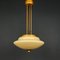 Vintage Brass & Opaline Glass Ceiling Light, Italy, 1950s 1