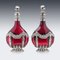 19th Century German Silver & Red Glass Decanters, 1880, Set of 2 2