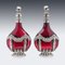 19th Century German Silver & Red Glass Decanters, 1880, Set of 2, Image 2