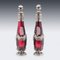 Decanter in argento e vetro rosso, Germania, XIX secolo, set di 2, Immagine 3