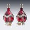 19th Century German Silver & Red Glass Decanters, 1880, Set of 2, Image 4