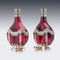 Decanter in argento e vetro rosso, Germania, XIX secolo, set di 2, Immagine 4