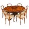 Burr Walnut Marquetry Dining Table and Chairs, 1860s, Set of 7 1