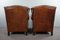 Sheep Leather Armchairs with Red Corduroy Seat Cushions, Set of 2 4