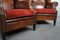 Sheep Leather Armchairs with Red Corduroy Seat Cushions, Set of 2 15
