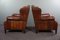 Sheep Leather Armchairs with Red Corduroy Seat Cushions, Set of 2 5
