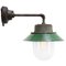Industrielle Vintage Wandlampe aus Klarglas & Grüner Emaille 5