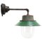 Lámpara de pared industrial vintage de vidrio claro y esmalte verde, Imagen 1