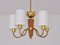 Five Arm Chandelier in Brass and Oak attributed to Hans Bergström for Asea, Sweden, 1950s, Image 3