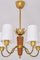 Five Arm Chandelier in Brass and Oak attributed to Hans Bergström for Asea, Sweden, 1950s 4