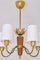 Lampadario a cinque braccia in ottone e quercia attribuito a Hans Bergström per Asea, Svezia, anni '50, Immagine 4