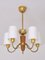 Five Arm Chandelier in Brass and Oak attributed to Hans Bergström for Asea, Sweden, 1950s, Image 1