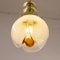 Vintage Sphere Lamp in Murano Glass Opal with Amber Decorum, Italy, 1980s 3