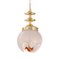 Vintage Sphere Lamp in Murano Glass Opal with Amber Decorum, Italy, 1980s, Image 2