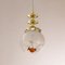 Lámpara esférica vintage de cristal de Murano opalino con decoro de ámbar, Italia, años 80, Imagen 9