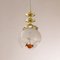 Vintage Sphere Lamp in Murano Glass Opal with Amber Decorum, Italy, 1980s 9