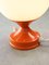 Italienische Tischlampe aus orangefarbenem Metall & Opalglas, 1970er 3