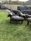 Mid-Century Brown Tufted Leather Armchairs & Ottoman in the style of Percival Lafer, 1960s, Set of 3, Image 6