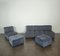 Modular Sofa with Poufs in Smooth Velvet, Italy, 1970s, Set of 6 2