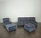 Modulares Sofa mit Poufs aus Glattem Samt, 1970er, 6er Set 2