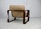 Modernistischer Sessel aus Wolle, Holz & Stahl, 1970er 7