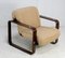 Modernistischer Sessel aus Wolle, Holz & Stahl, 1970er 12