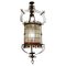 French Art Nouveau Ceiling Pendant in Colored Glass and Bronze, Late 19th Cenury 1