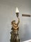Lámpara con figura Spelter antigua, Imagen 4