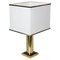 Table Lamp in Brass and White Silk Lampshade by Romeo Rega, Italy, 1970s 1