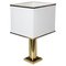 Table Lamp in Brass and White Silk Lampshade by Romeo Rega, Italy, 1970s, Image 1