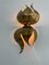 Italian Flower Shaped Gold Metal Wall Lamp, 1960s, Image 2