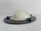 Italian Industrial Oval Glass and Black Backplate Ceiling Lamp, 1960s 2
