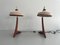 Vintage Italian Wooden and Woven Thread Shade Table Lamps, 1960s, Set of 2 5