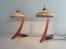 Vintage Italian Wooden and Woven Thread Shade Table Lamps, 1960s, Set of 2 2