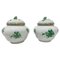Apponyi Green Ginger Jars in Porcelain from Herend Hungary, 1930s-1960s, Set of 2 1