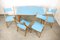 Tavolo da pranzo Mid-Century in legno con sedie blu, Italia, set di 5, Immagine 19