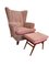 Vintage Lounge Chair with Foot Stools, 1980s, Set of 2, Image 1