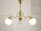 Art Deco Italian Brass and Opaline Chandelier 12