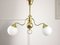 Art Deco Italian Brass and Opaline Chandelier 1