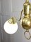 Art Deco Italian Brass and Opaline Chandelier, Image 11