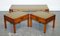 Table Basse avec Deux Plateaux en Cuir Vert de Bevan Funnell, Set de 3 1