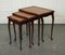 Vintage Nesting Tables with Queen Anne Style Legs & Brown Embossed Leather Tops, 1970s, Set of 3 1