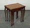 Vintage Nesting Tables with Queen Anne Style Legs & Brown Embossed Leather Tops, 1970s, Set of 3 8