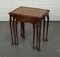 Vintage Nesting Tables with Queen Anne Style Legs & Brown Embossed Leather Tops, 1970s, Set of 3 7