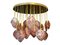 Lampadario Mid-Century moderno in ottone e vetro rosa, Italia, inizio XXI secolo, Immagine 1