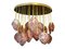 Mid-Century Italian Modern Brass and Pink Glass Chandelier, 2000s, Image 1