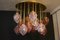Lámpara de araña italiana Mid-Century moderna de latón y vidrio rosa, década de 2000, Imagen 4