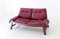 Italienisches Vintage Sofa aus Leder & Holz in Bordeaux, 1960er 7