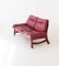 Italienisches Vintage Sofa aus Leder & Holz in Bordeaux, 1960er 4