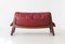 Italienisches Vintage Sofa aus Leder & Holz in Bordeaux, 1960er 3